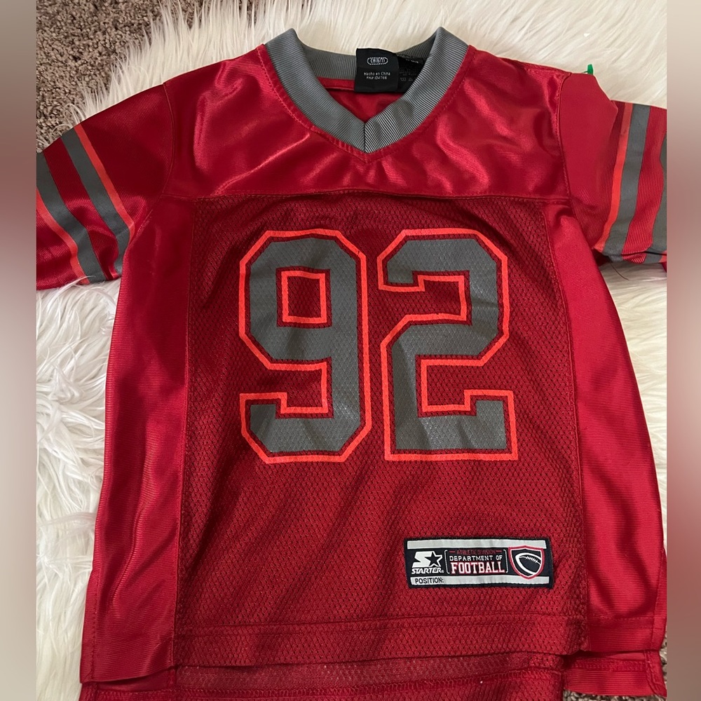 VINTAGE STARTER Youth‎ Football Jersey, #92 RED/GRAY